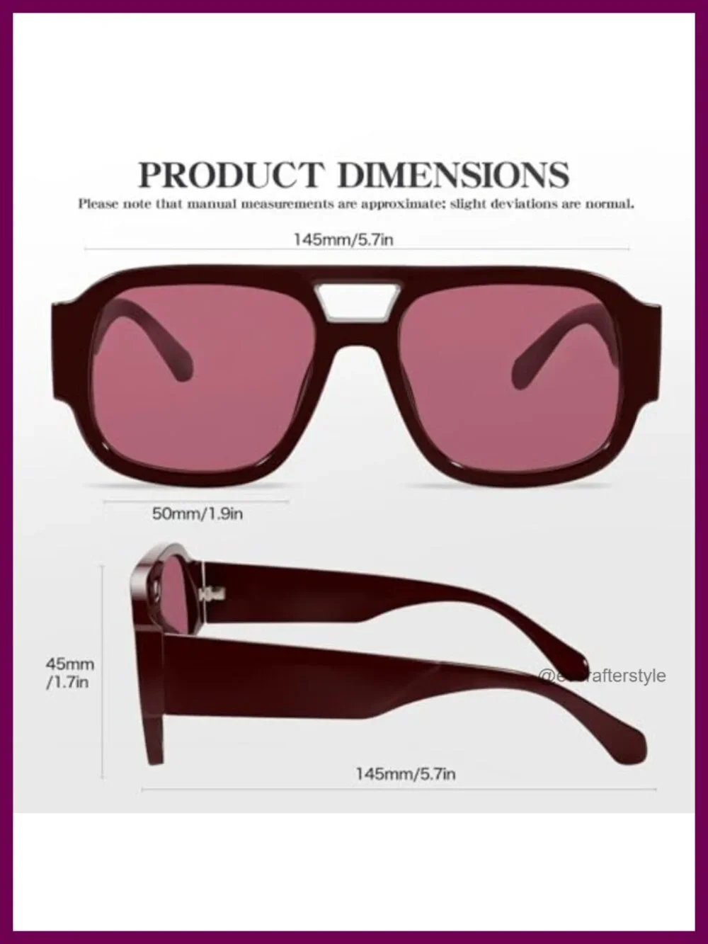 Oversized Square Aviator Sunglasses Retro 70s Chunky Frame UV Protection Unisex